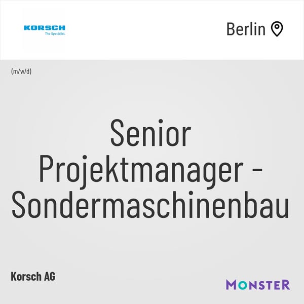 Senior Projektmanager - Sondermaschinenbau